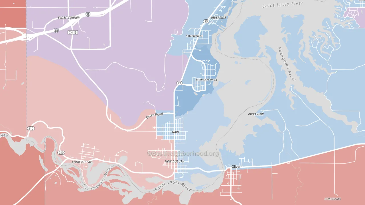 55808, MN block-group political-lean map