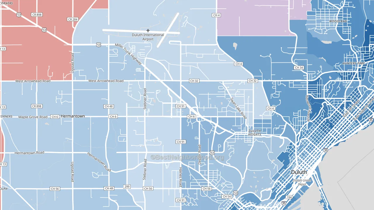 55811, MN block-group political-lean map