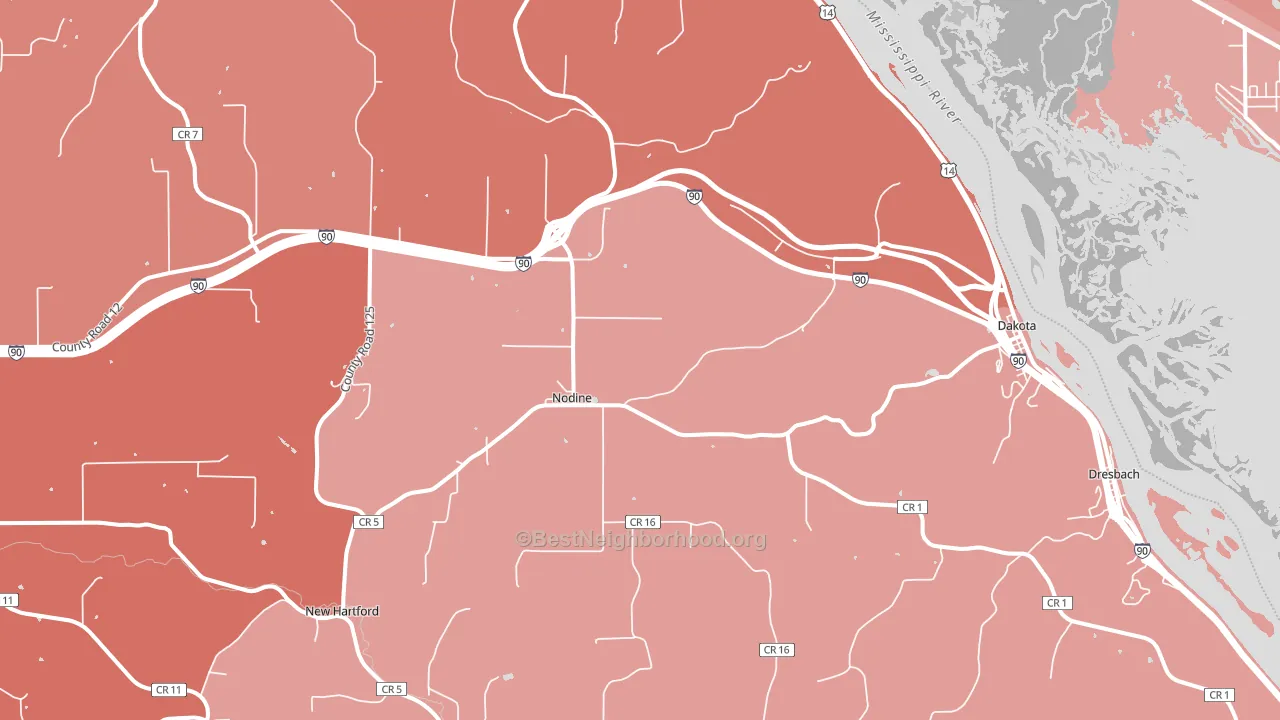 55925, MN block-group political-lean map