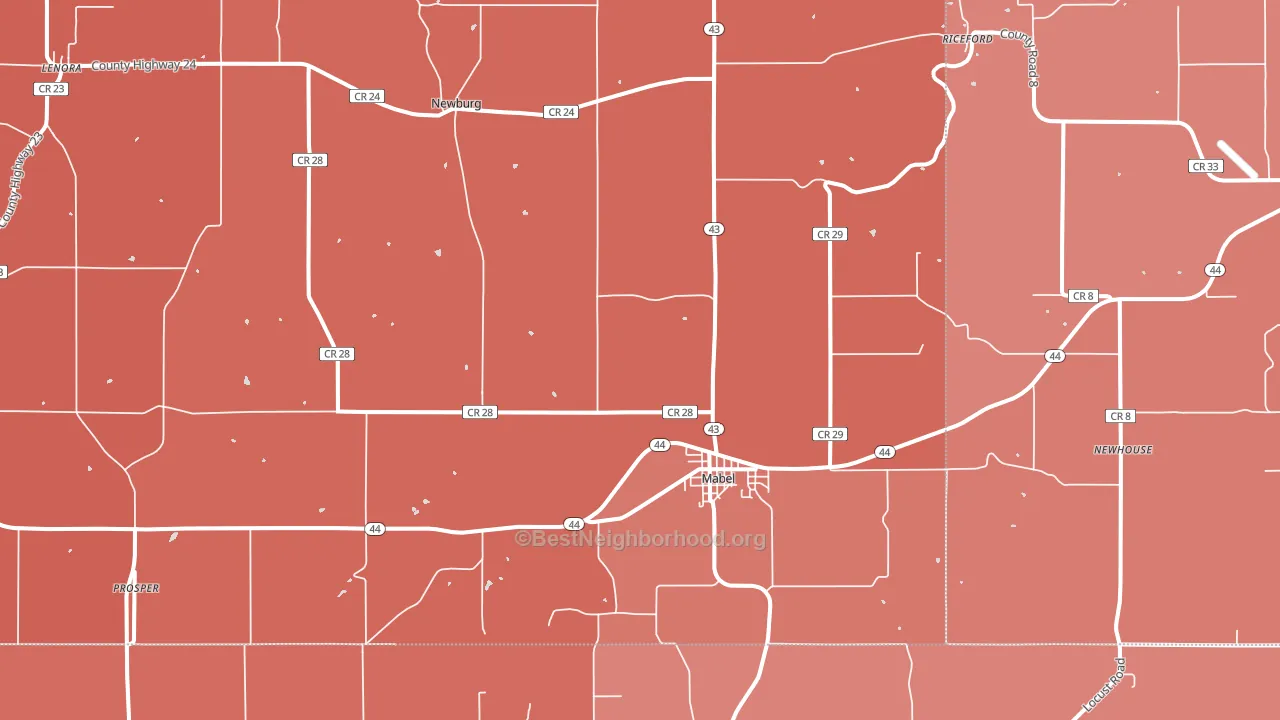 55954, MN block-group political-lean map