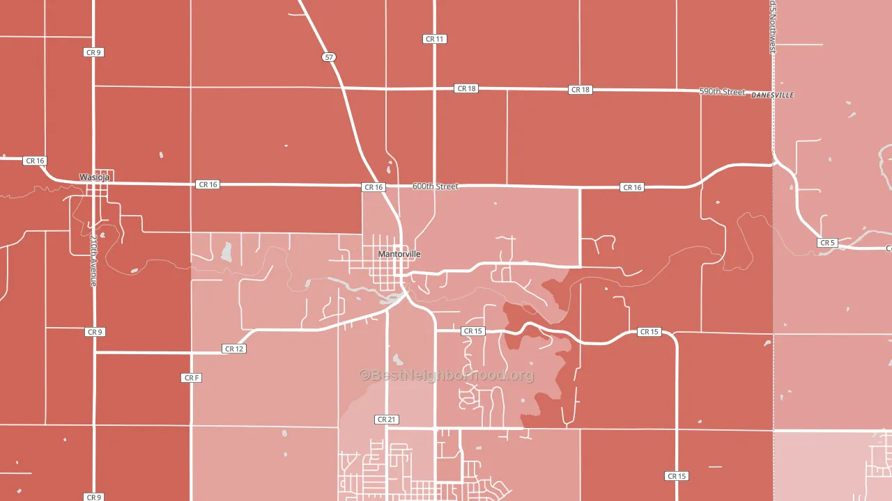 55955, MN block-group political-lean map