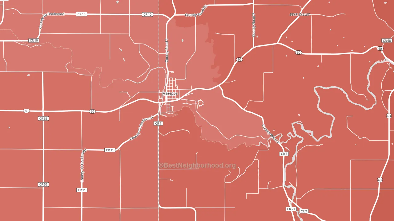 55956, MN block-group political-lean map