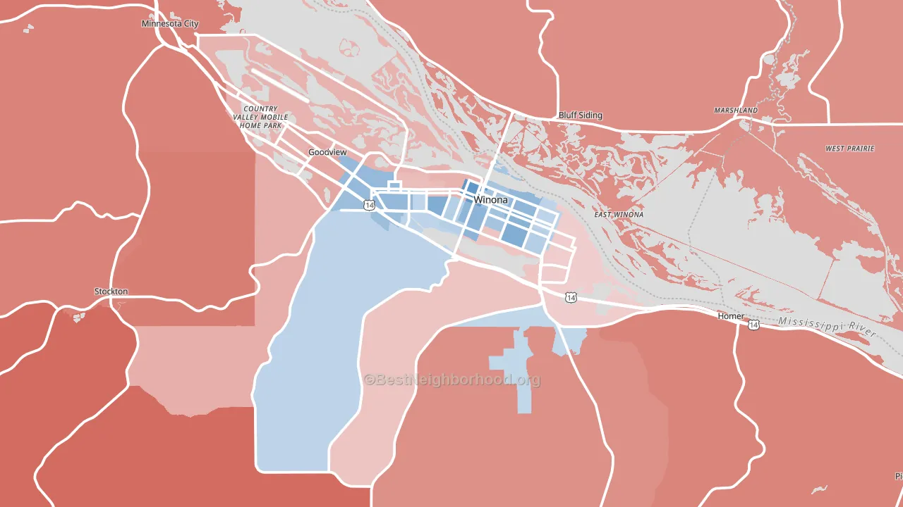 55987, MN block-group political-lean map