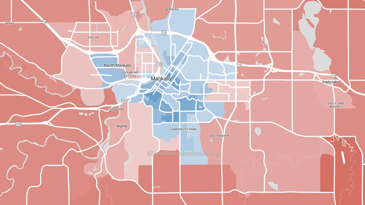 56001, MN block-group political-lean map