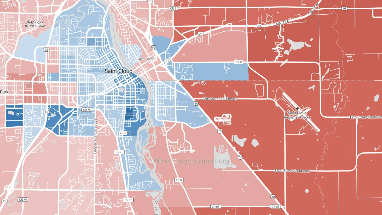 56304, MN block-group political-lean map
