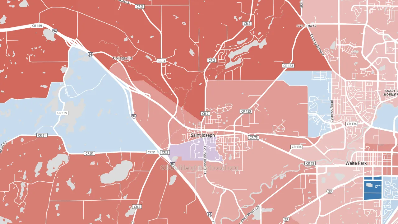 56374, MN block-group political-lean map