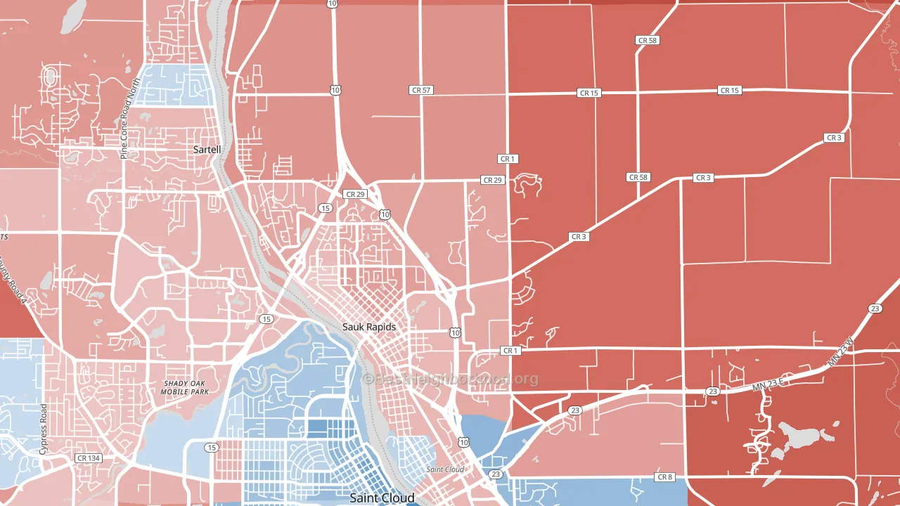 56379, MN block-group political-lean map