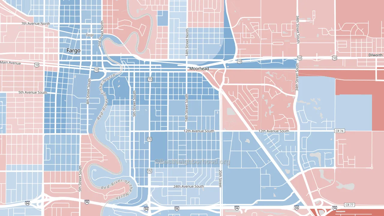 56563, MN block-group political-lean map