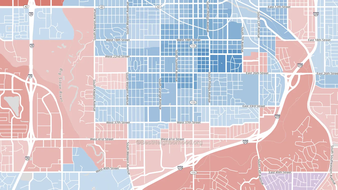 57197, SD block-group political-lean map