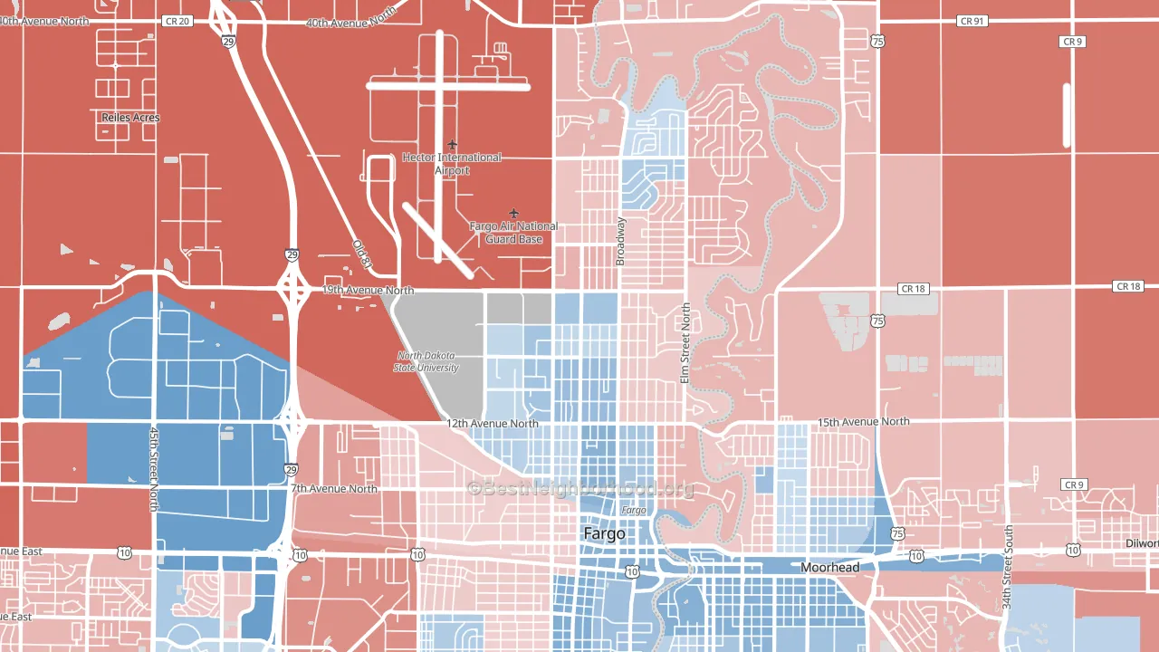 58102, ND block-group political-lean map