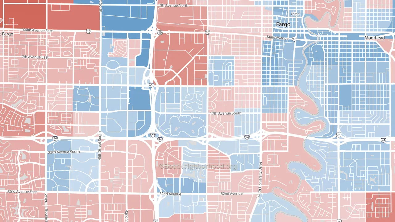 58103, ND block-group political-lean map