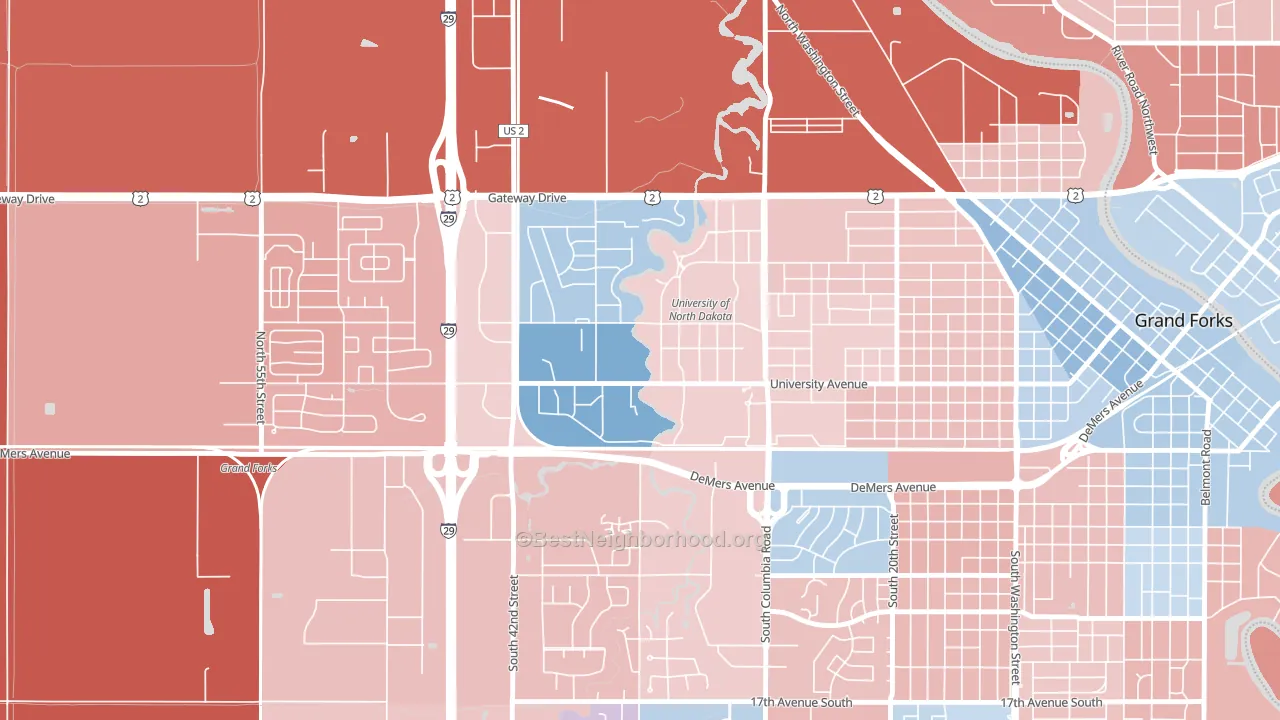 58202, ND block-group political-lean map