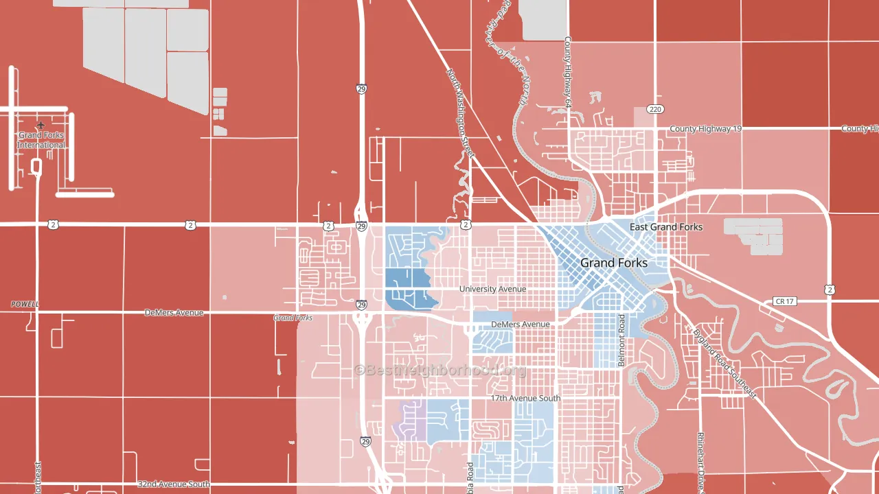58203, ND block-group political-lean map