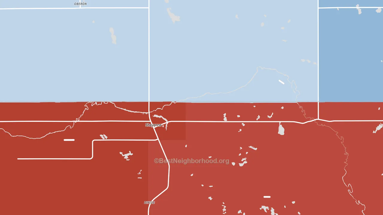 58374, ND block-group political-lean map