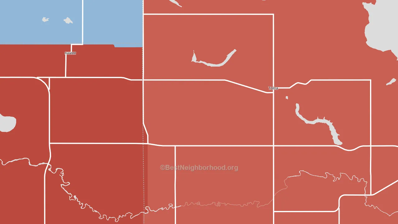 58380, ND block-group political-lean map