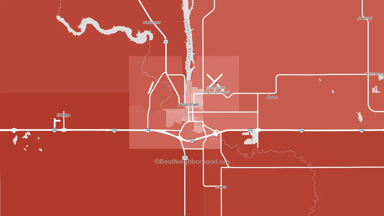 58401, ND block-group political-lean map