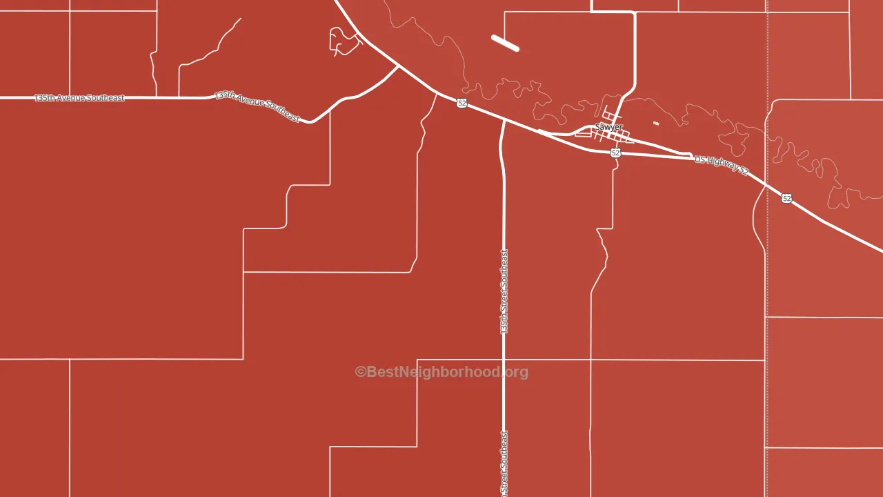58781, ND block-group political-lean map