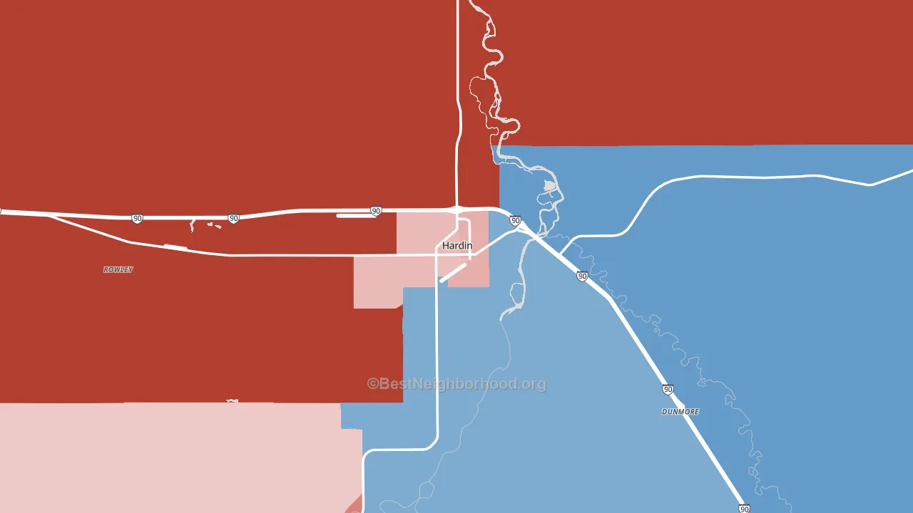 59034, MT block-group political-lean map