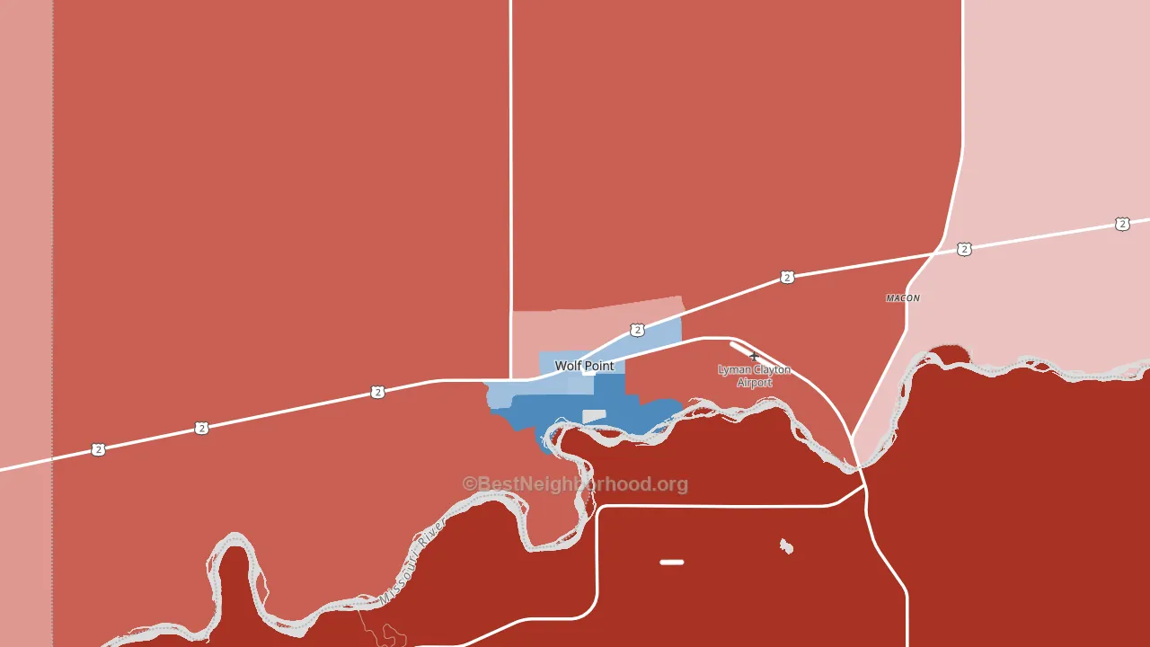 59201, MT block-group political-lean map