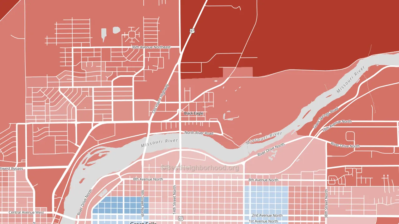 59414, MT block-group political-lean map