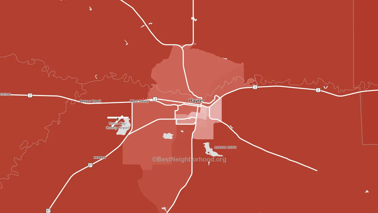 59501, MT block-group political-lean map