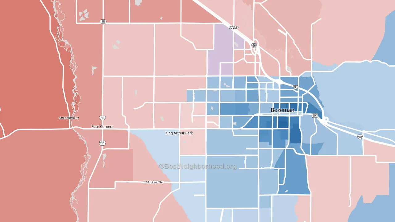 59718, MT block-group political-lean map
