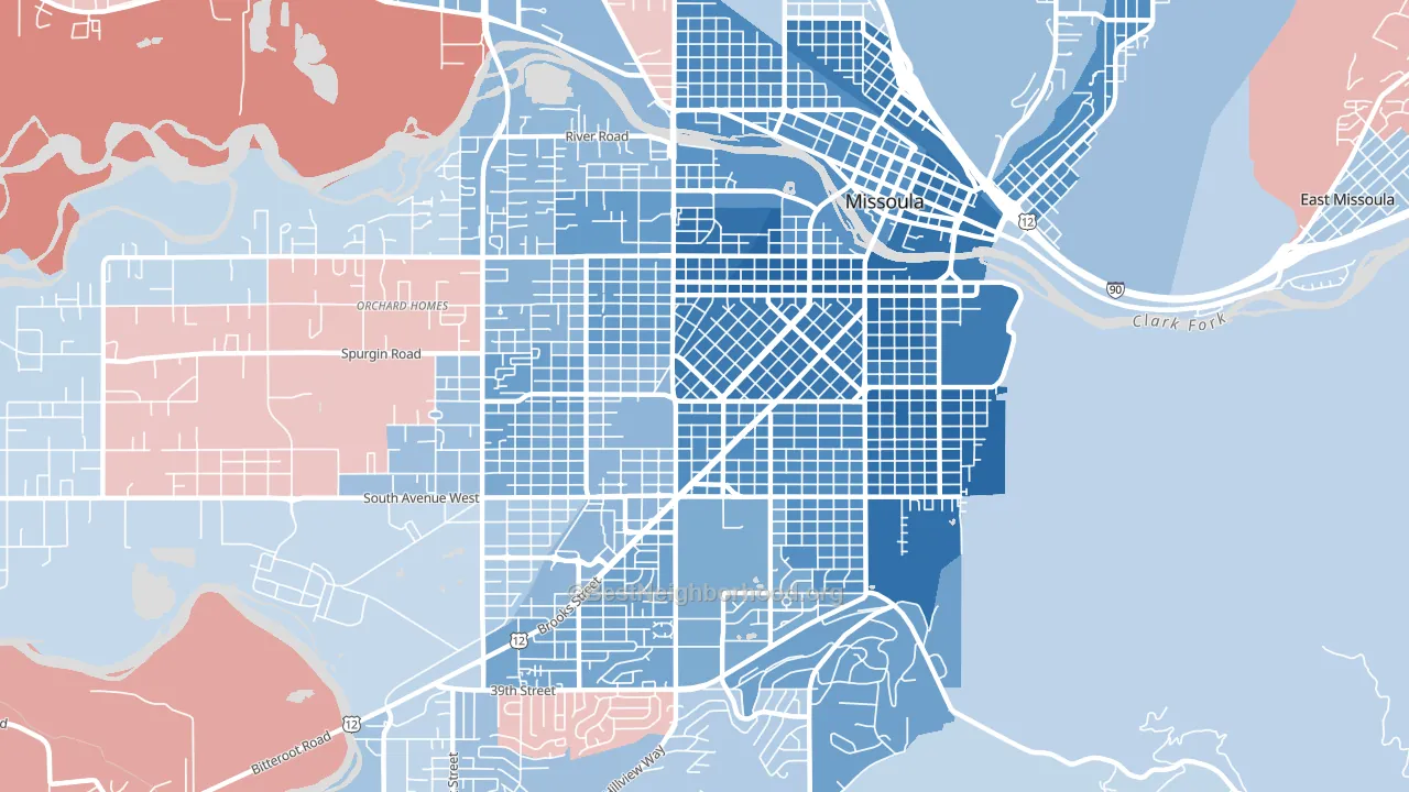 59801, MT block-group political-lean map