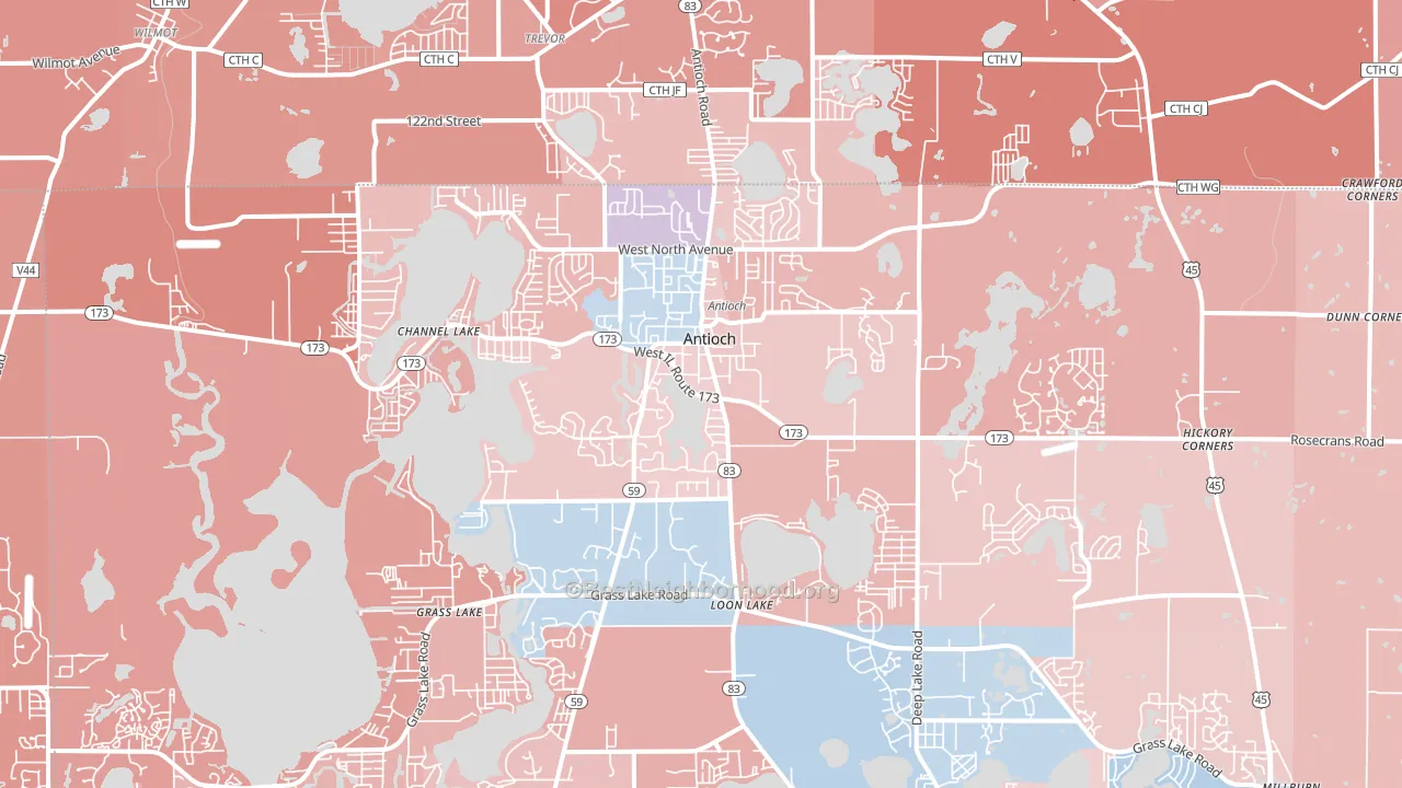 60002, IL block-group political-lean map