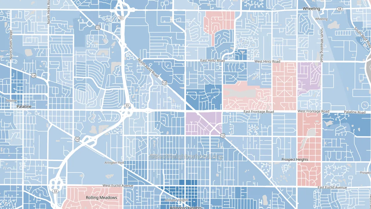 60004, IL block-group political-lean map