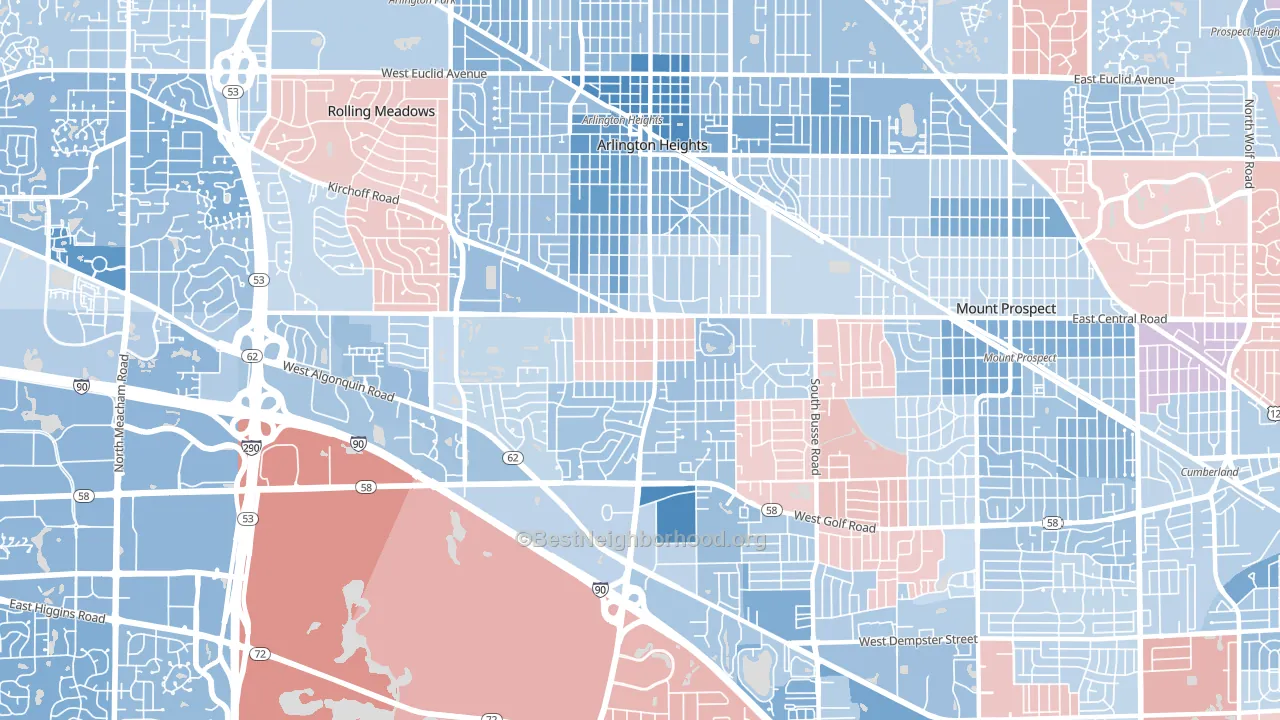 60005, IL block-group political-lean map