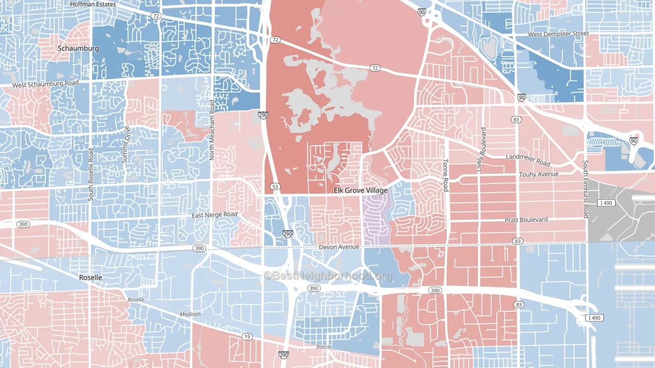 60007, IL block-group political-lean map