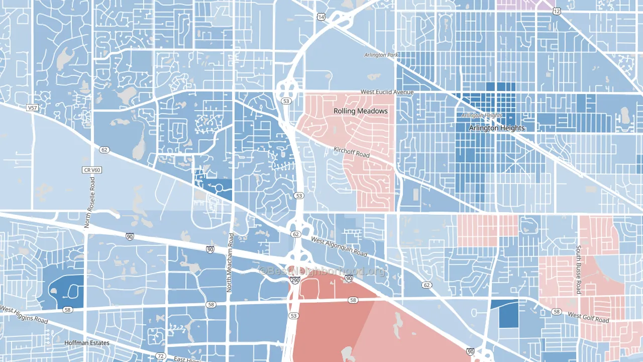60008, IL block-group political-lean map