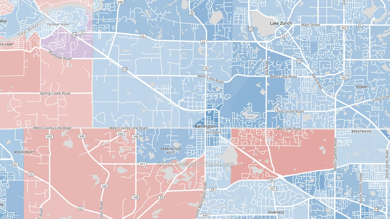 60010, IL block-group political-lean map