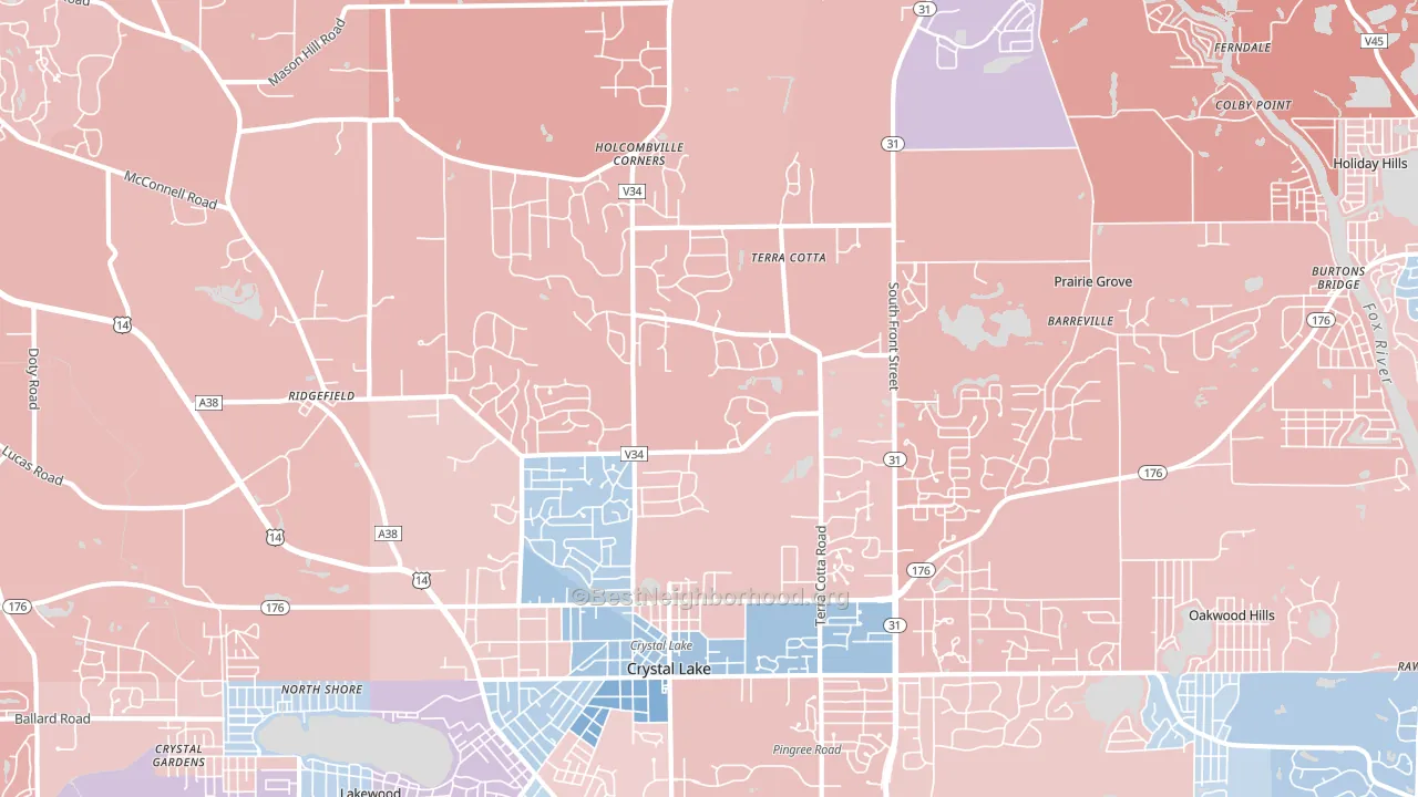 60012, IL block-group political-lean map