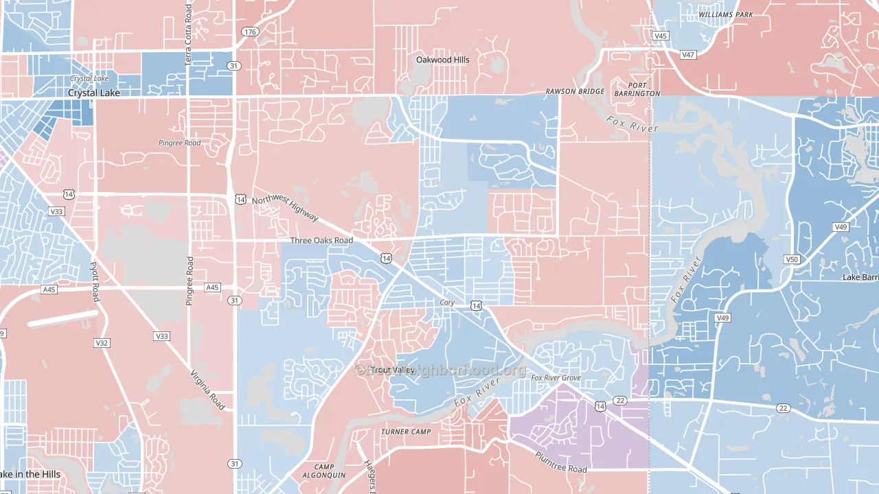 60013, IL block-group political-lean map