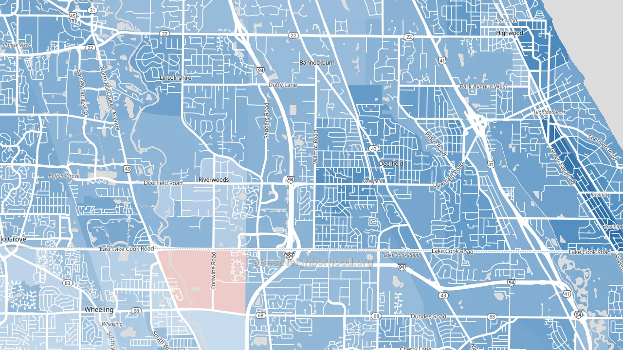 60015, IL block-group political-lean map