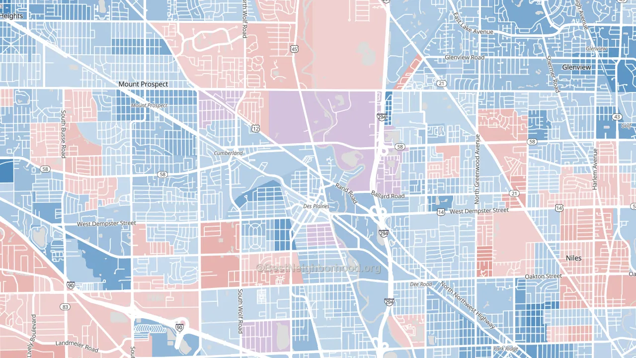 60016, IL block-group political-lean map