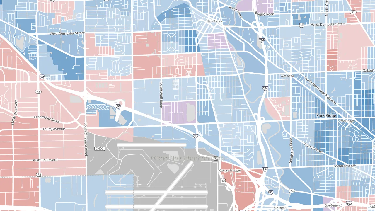 60018, IL block-group political-lean map
