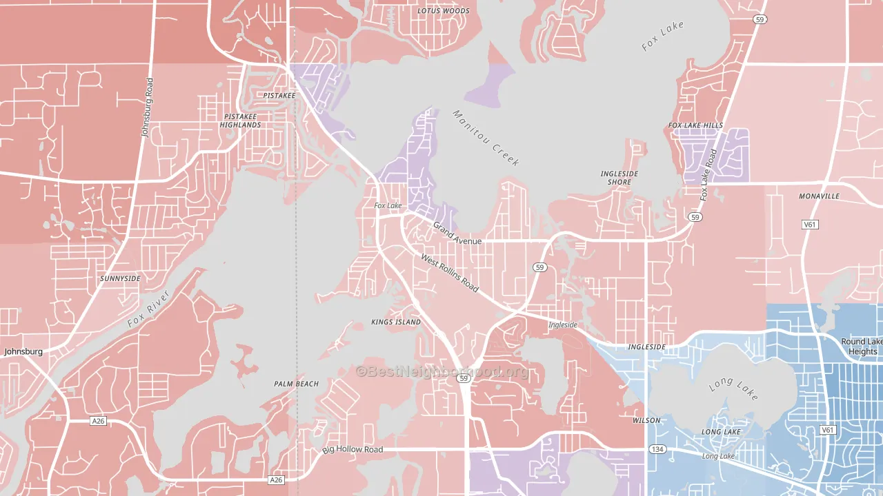 60020, IL block-group political-lean map