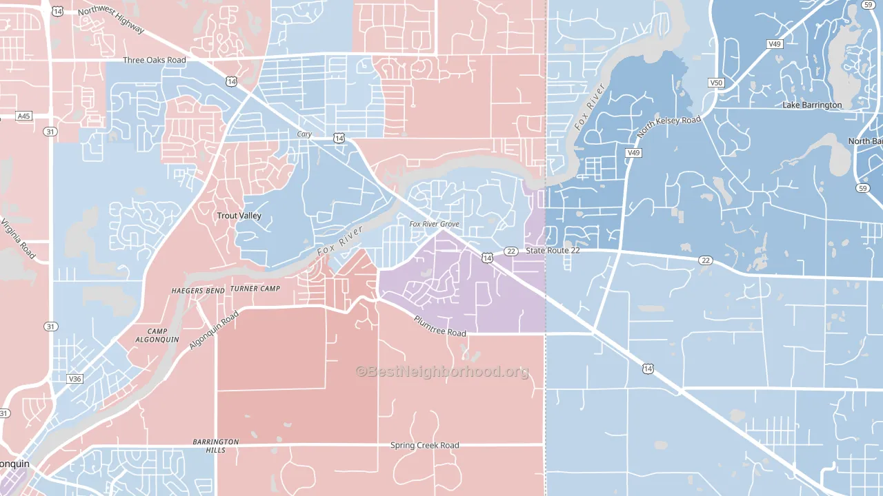 60021, IL block-group political-lean map