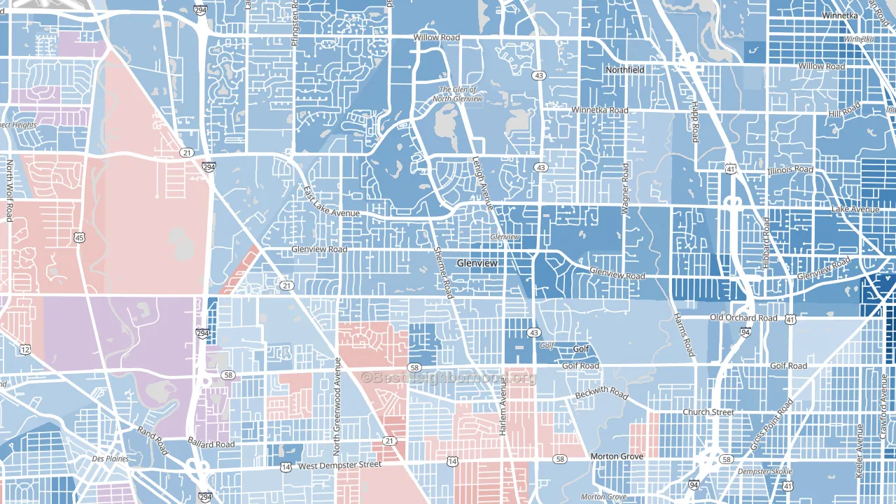 60025, IL block-group political-lean map