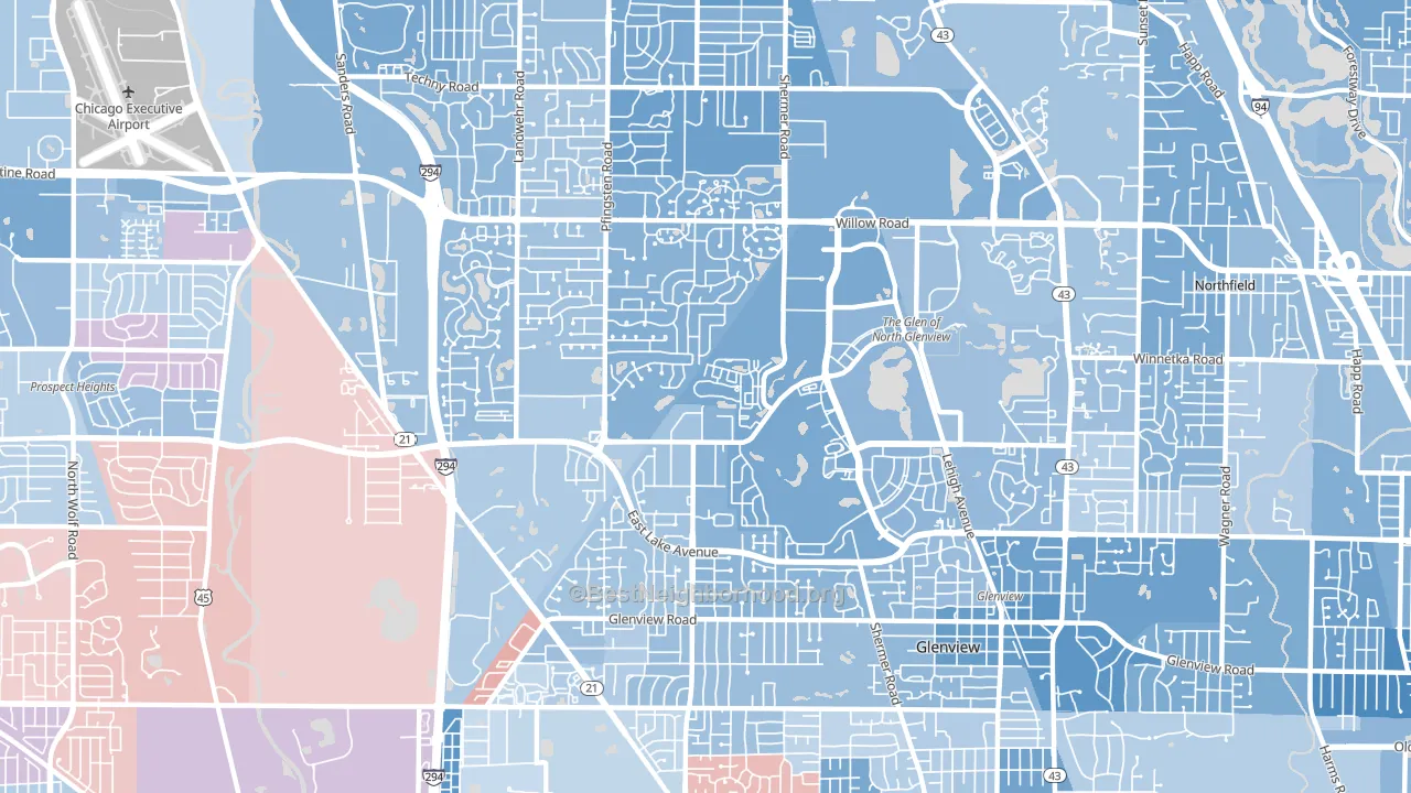 60026, IL block-group political-lean map