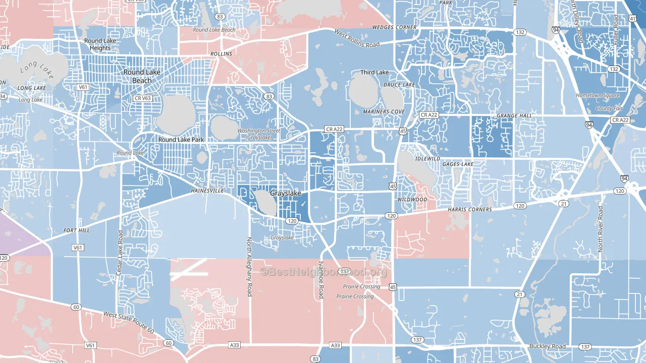 60030, IL block-group political-lean map