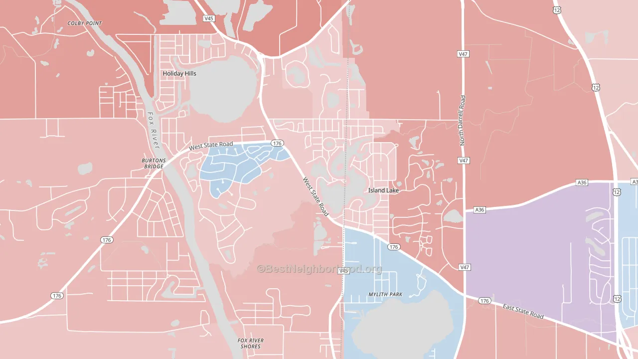 60042, IL block-group political-lean map