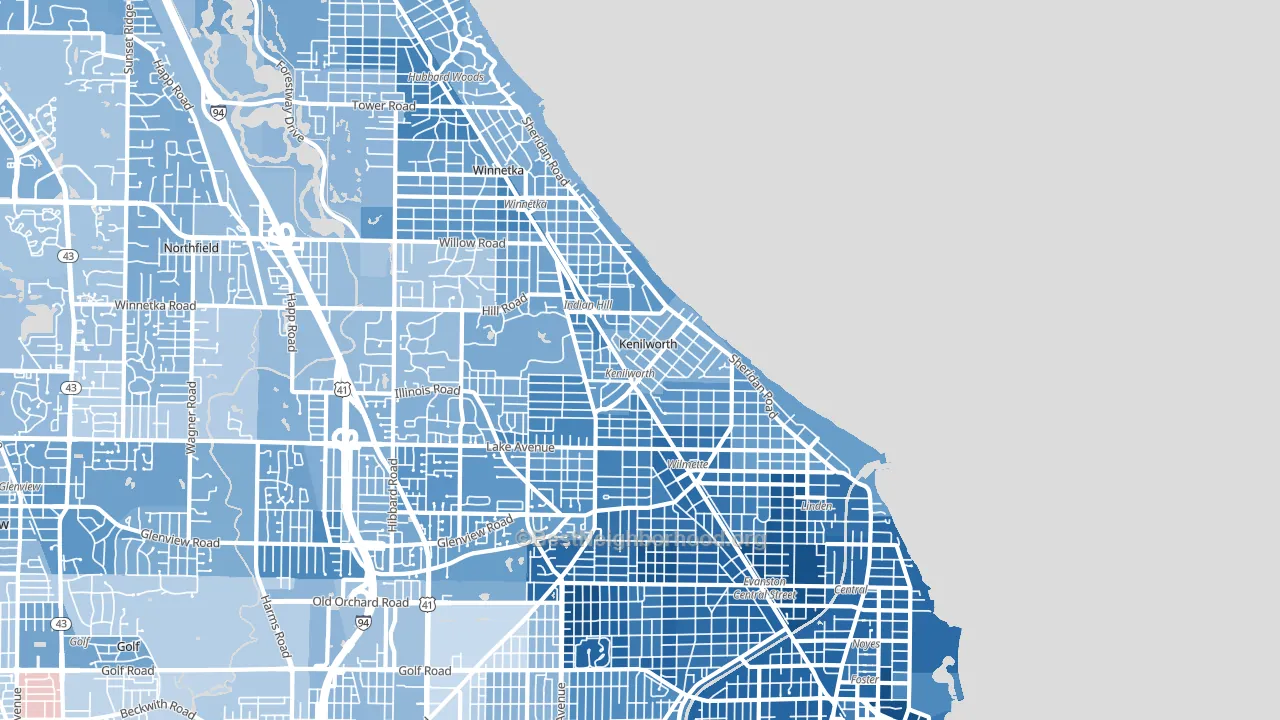 60043, IL block-group political-lean map