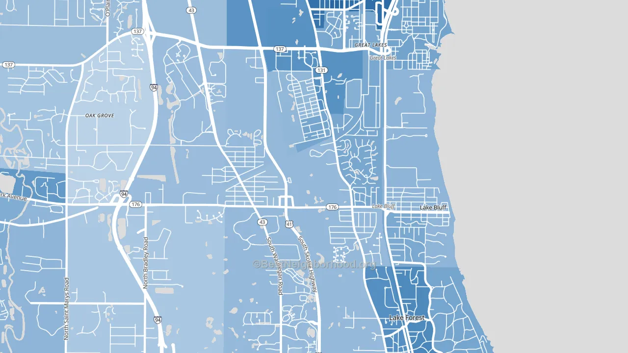 60044, IL block-group political-lean map