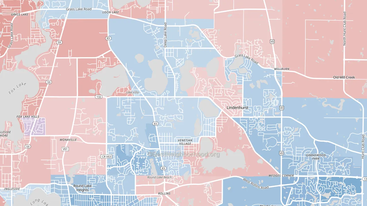 60046, IL block-group political-lean map