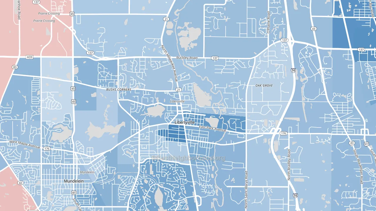 60048, IL block-group political-lean map