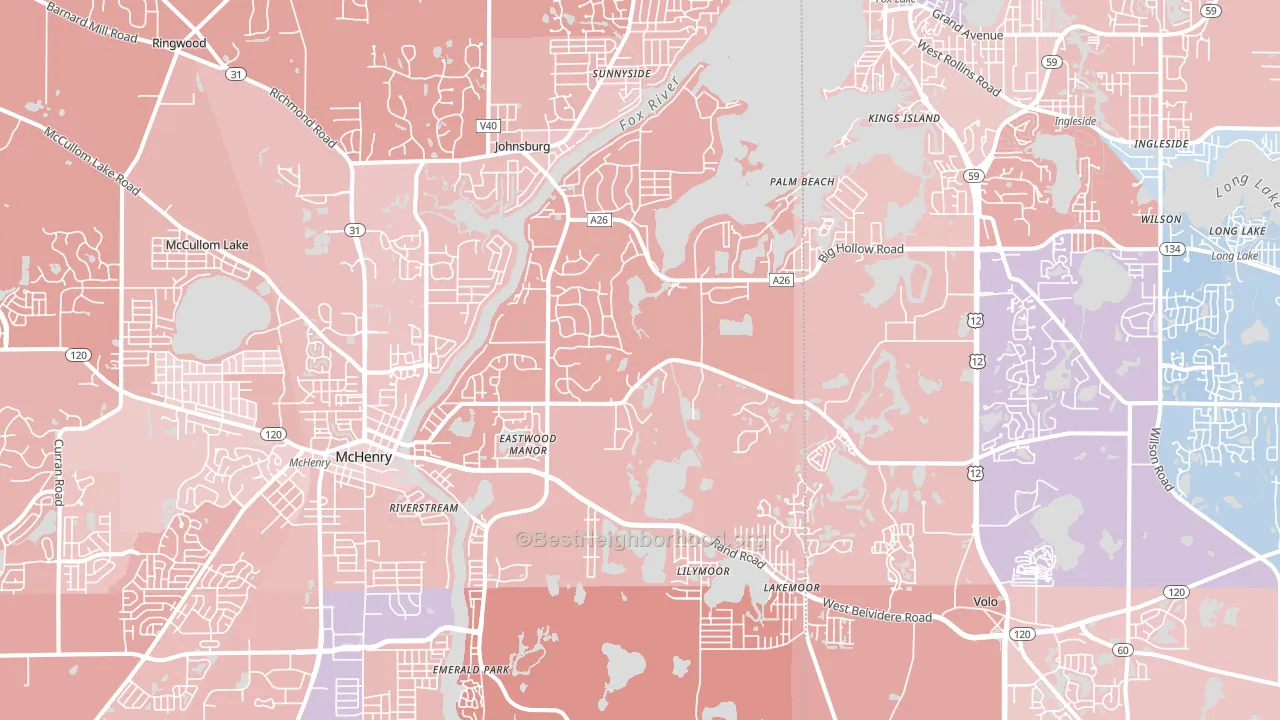 60051, IL block-group political-lean map
