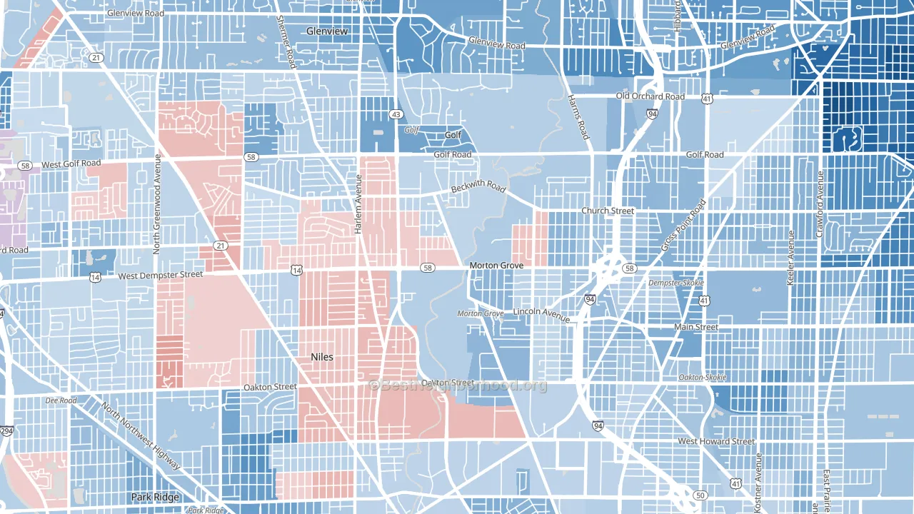 60053, IL block-group political-lean map